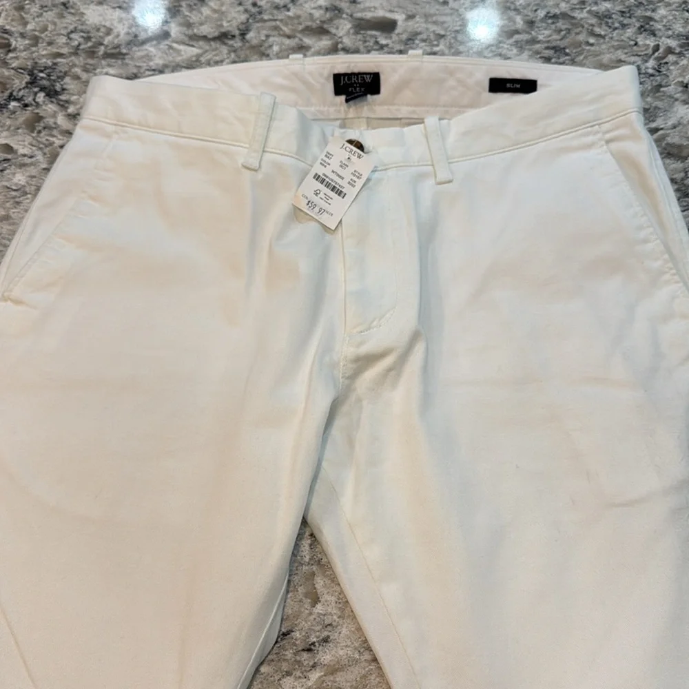 J.Crew Flex Slim Stretch Chino Pants White Men’s 33x32 NWT